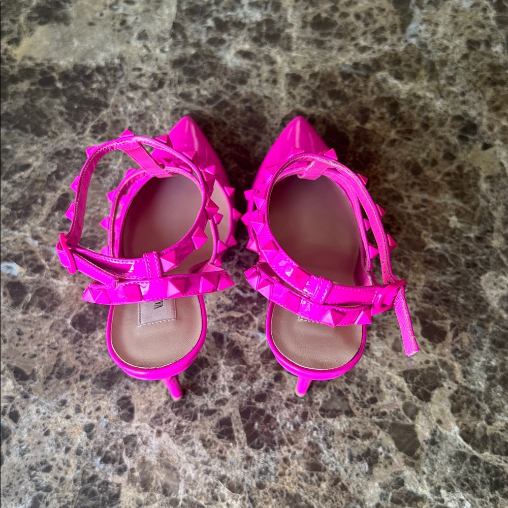 Valentino rockstud fuschia pink patent gladiator pump classic sz 39 - Picture 6 of 11
